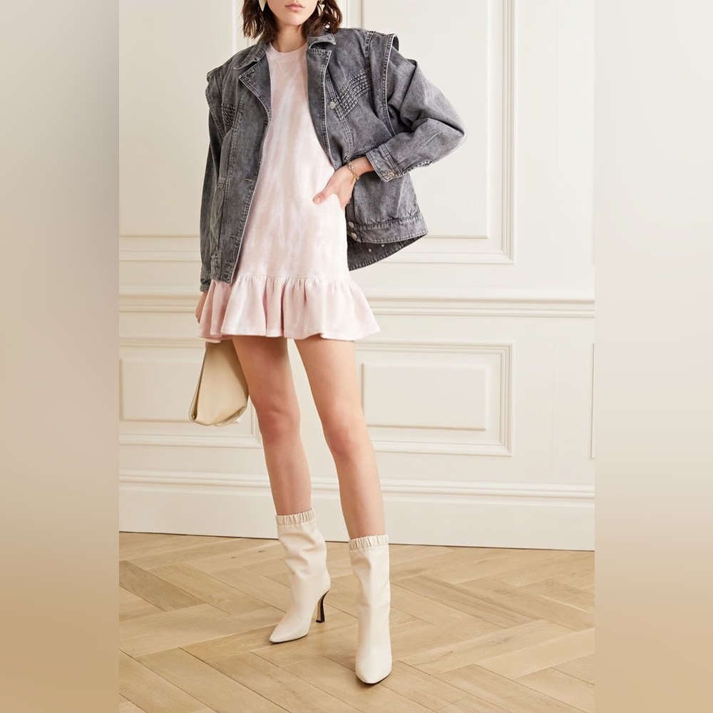 Ulla Johnson Eli Ruffled Tie-Dyed Cotton Jersey Mini Sweatshirt Dress - Picture 4 of 7